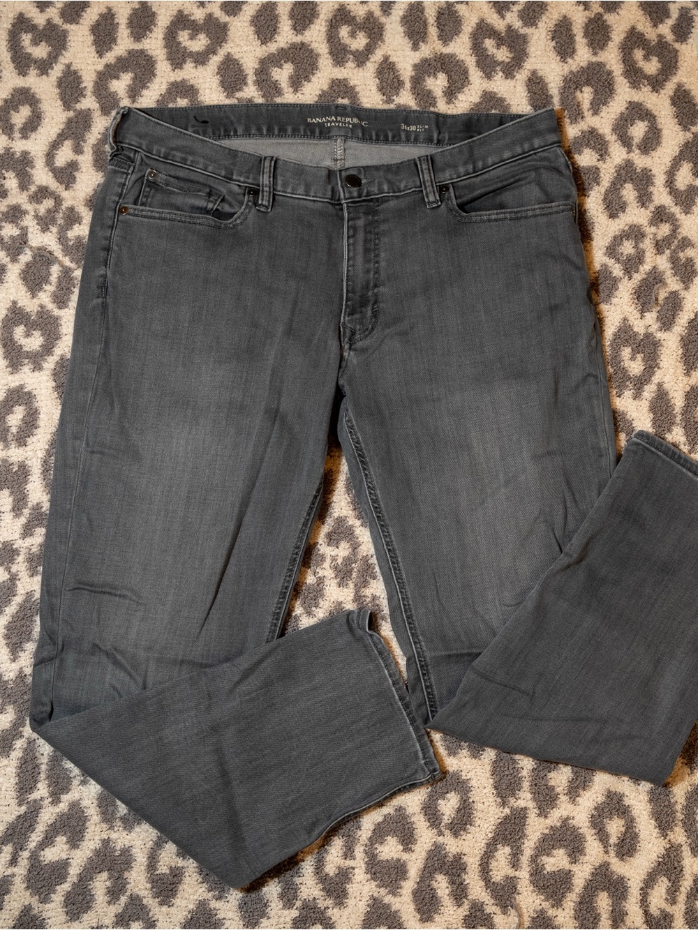 Banana Republic Men's Charcoal Slim Jeans 36 x 30 Stretch Traveler
